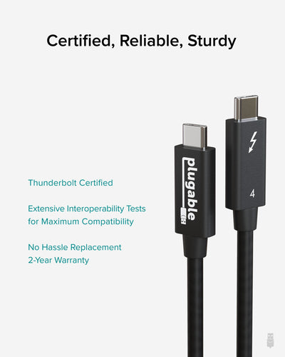 6.4FT/2M PLUGABLE TBT4-40G2M THUNDERBOLT 4 CABLE