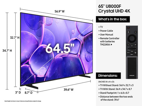 BSTOCK 2025 65IN U8000F UHD 4K TV U8000F SERIES CRYSTAL UHD TO BE (UN65U8000FFXZA)