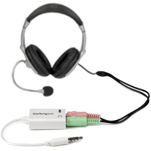HEADPHONE MICROPHONE SPLITTER WHITE - 4 PIN TO 2X 3 PIN 3.5MM