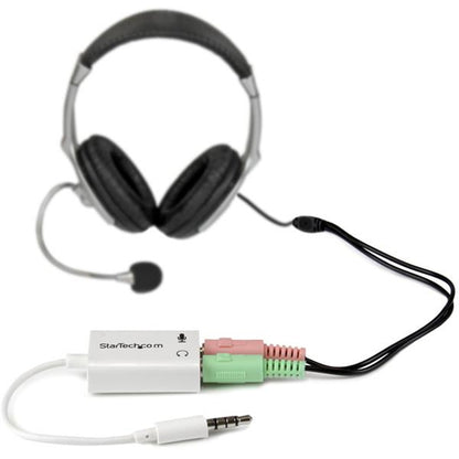 HEADPHONE MICROPHONE SPLITTER WHITE - 4 PIN TO 2X 3 PIN 3.5MM