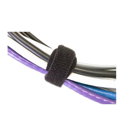 VELCRO CABLE TIE, 8", BLACK, 100PK