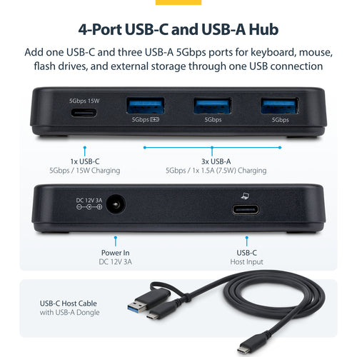 4-PORT USB-C  USB-A HUB 5GBPS SELF-POWERED (311NA-USB-HUB)