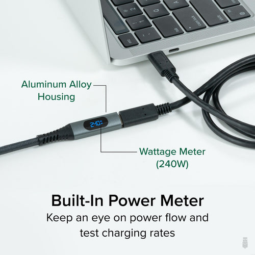 PLUGABLE USB-C EXTENSION CABLE EXTENSION CABLE W 240W POWER METER