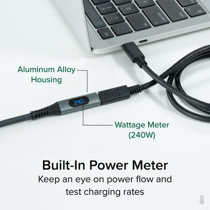PLUGABLE USB-C EXTENSION CABLE EXTENSION CABLE W 240W POWER METER