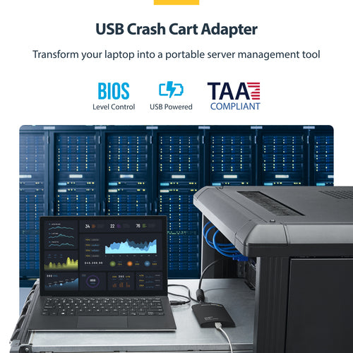CRASH CART ADAPTER KVM CONSOLE LAPTOP USB VGA PORTABLE KVM CONSOLE