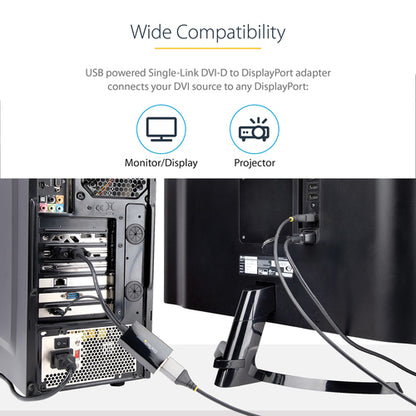 DVI TO DISPLAYPORT ADAPTER DVI-D DP VIDEO CONVERTER USB POWER