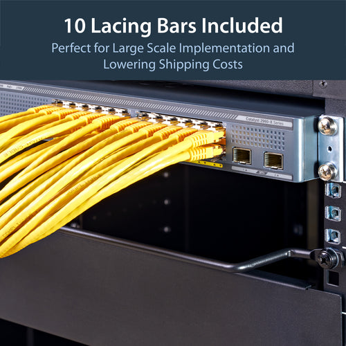 CABLE LACING BAR HORIZONTAL 10PACK SERVER RACK CABLE MANAGEMENT