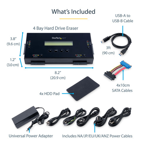 HARD DRIVE ERASER SECURE ERASE HDD SSD WIPER STANDALONE DOCK (SATERASER4)