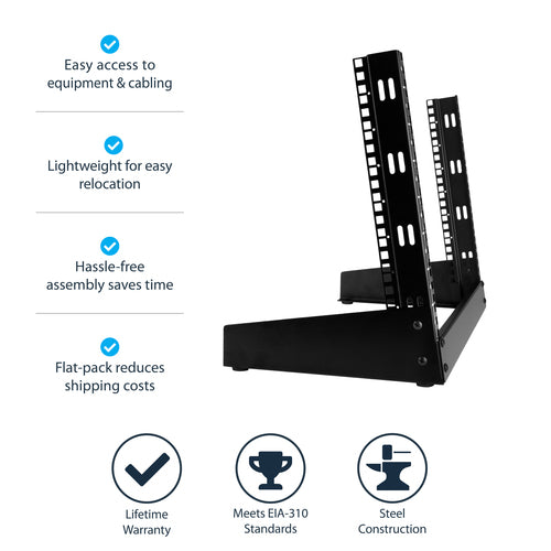 8U OPEN FRAME SERVER RACK 2 POST NETWORK AV EQUIPMENT RACK