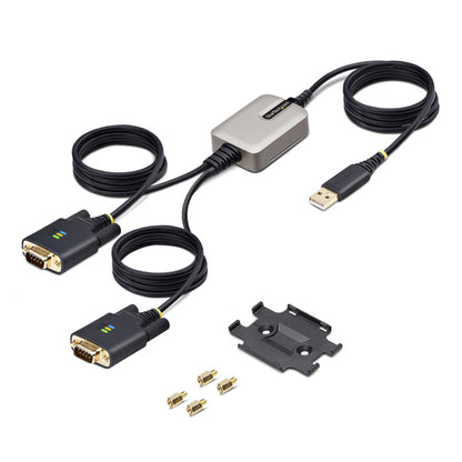 13FT 2-PORT USB SERIAL CABLE - USB TO DUAL DB9 RS232 ADAPTER