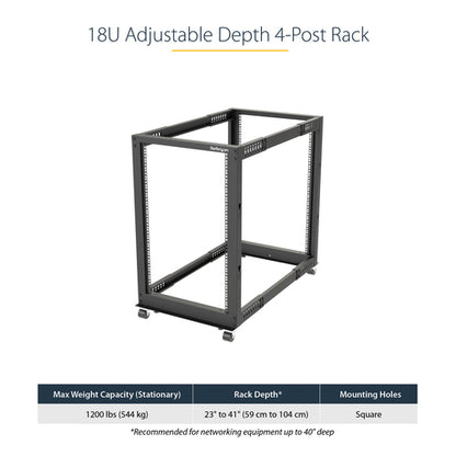 18U OPEN FRAME SERVER RACK 4 POST NETWORK EQUIPMENT RACK