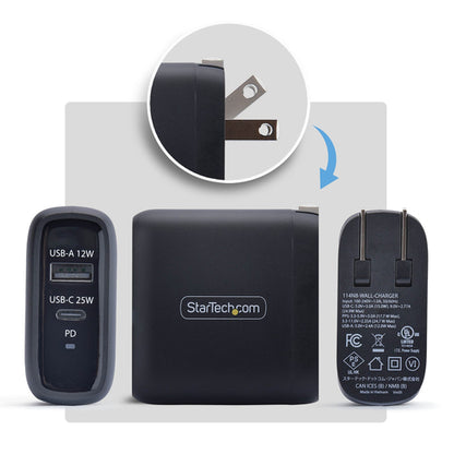 37W USB-C  USB-A WALL CHARGER 25W USB-C PD/12W USB-A (114NB-WALL-CHARGER)