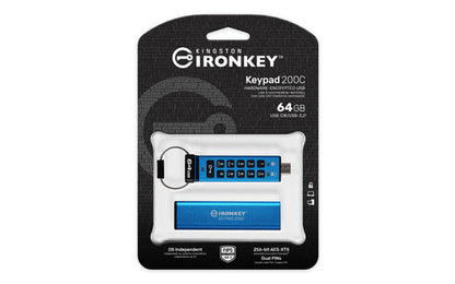 64GB USB-C IRONKEY KEYPAD 200C FIPS 140-3 LVL 3 (PENDING) AES-256