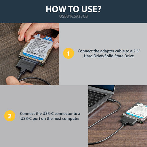 USB C TO SATA ADAPTER CABLE 2.5 SSD HDD PORTABLE ADAPTER CORD (USB31CSAT3CB)