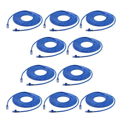 15FT BLUE 10 PACK CAT6 CABLE SNAGLESS RJ45 UTP PATCH CABLE CORD