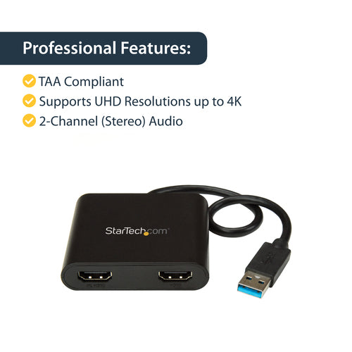 USB 3.0 TO DUAL HDMI ADAPTER 4K EXTERNAL CONVERTER DONGLE