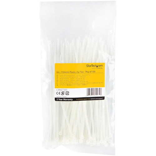 100PK PLASTIC CABLE TIES NYLON SELF LOCKING WIRE ZIP TIES - 6 INCH
