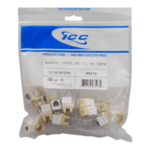 MODULE- VOICE- RJ-11- HD- 25PK- WH