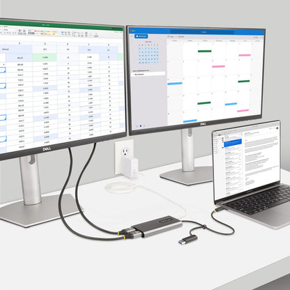 USB-C TO DUAL-HDMI ADAPTER - USB TO HDMI CONVERTER 4K 60HZ PD