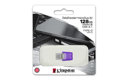 128GB DATATRAVELER MICRODUO 3C 200MB/S DUAL USB-A + USB-C (DTDUO3CG3/128GB)