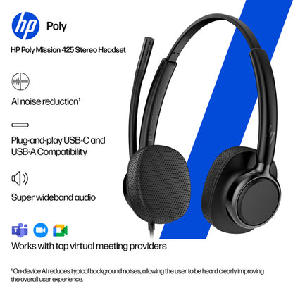 HP POLY MISSION 425 STEREO USB WIRED HEADSET (BULK) (C01B6A6#AC3)