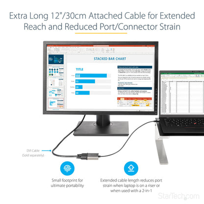 12IN USB C TO DVI ADPTER DONGLE USB TYPE C TO DVI-D VIDEO CONVERTER