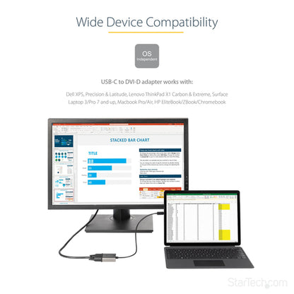 12IN USB C TO DVI ADPTER DONGLE USB TYPE C TO DVI-D VIDEO CONVERTER