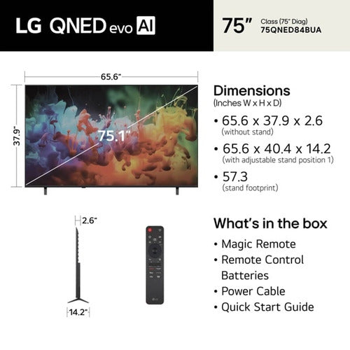 65IN QNED EVO DYNAMIC QNED COLOR PRO MINILED A8 AI PROCESSOR (65QNED84BUA)