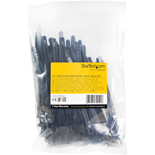 100PK REUSABLE CABLE TIES NYLON PLASTIC ADJUSTABLE ZIP TIES 6 INCH