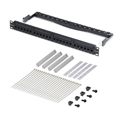 1U FEED THROUGH PATCH PANEL 24 PORT WITH RJ45 INLINE COUPLERS (C6PANELUTP241UFT)
