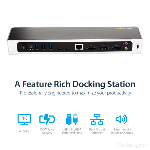TRIPLE MONITOR USB C DOCK 100W TYPE C DOCKING STATION USBC DOCK