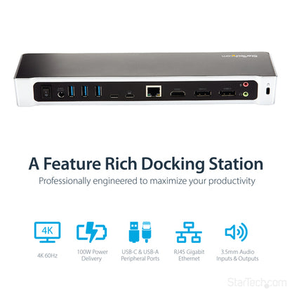 TRIPLE MONITOR USB C DOCK 100W TYPE C DOCKING STATION USBC DOCK