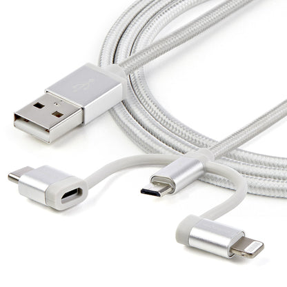 3FT USB MULTI CHARGING CABLE LIGHTNING USB C MICRO-USB CHARGER