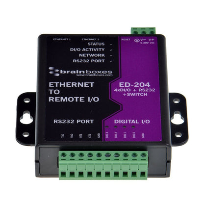 ETHERNET 4 DIO + RS232 + SWITCH 4 DIG IN OR OUT+1 RS232+2 ETHERNET