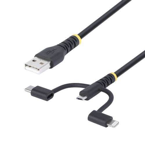 RUGGED USB MULTI CHARGING CABLE USB TO LIGHTNING/MICRO-USB/TYPE-C