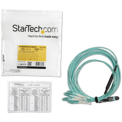 5M MTP TO LC BREAKOUT CABLE OM3 PLENUM MPO MULTIMODE FIBER CABLE