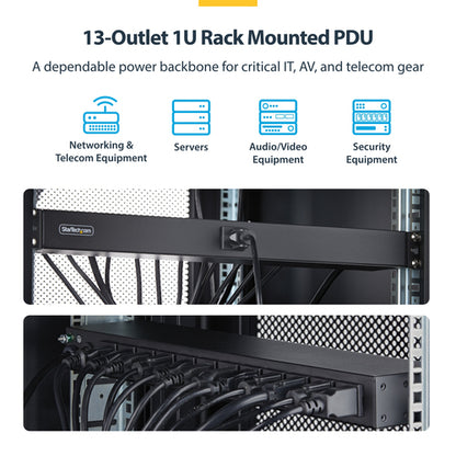 13-OUTLET RACKMOUNT PDU - 1U SERVER POWER STRIP FOR 19IN RACK