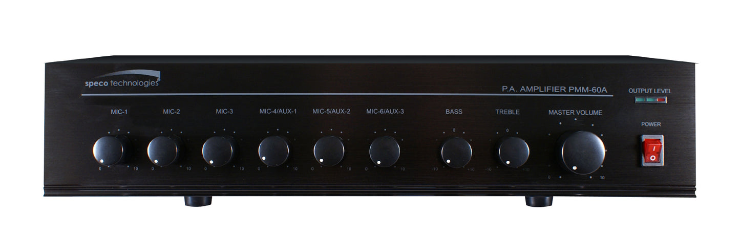 60W PA Mixer Power Amplifier w/ 6 Inputs