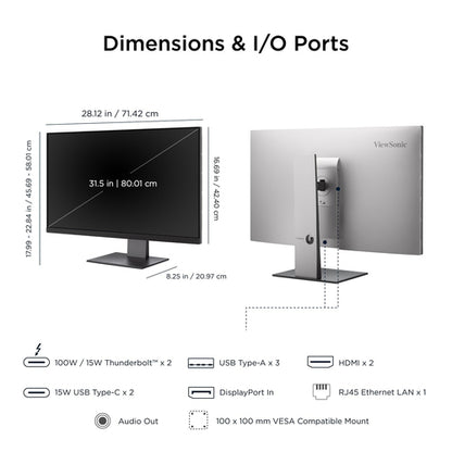 32IN COLORPRO 4K UHD IPS MNTR WITH 100W THUNDERBOLT RJ45 DCI-P3 A