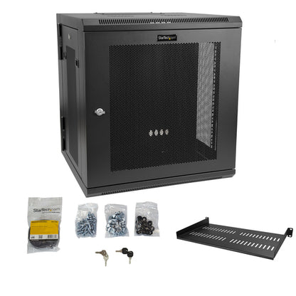 WALL MOUNT NETWORK CABINET 12U HINGED SERVER RACK ENCLOSURE