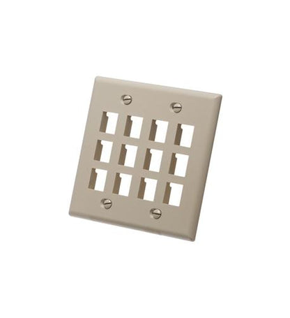 FACEPLATE, FLAT, 2-GANG, 12-PORT, IVORY