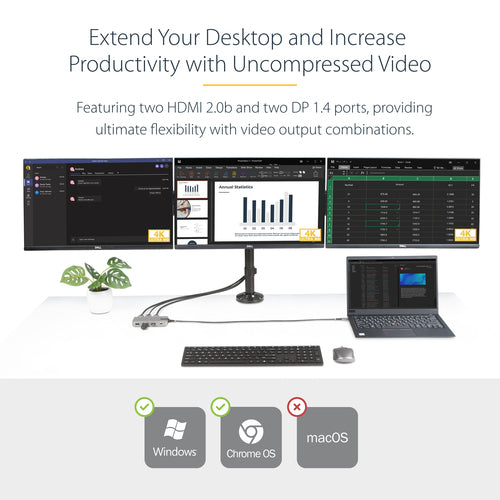 USB-C MULTIMONITOR ADAPTER HDMI DP TRIPLE/DOUBLE DISPLAY DOCK