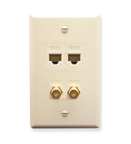 FACEPLATE, IDC, 2 DATA, 2 F-TYPE ALMOND