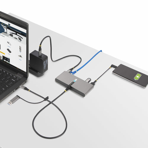 USB-C TO 2-PORT USB 5GBPS TYPE A HUB GB ETHERNET RS232 SERIAL