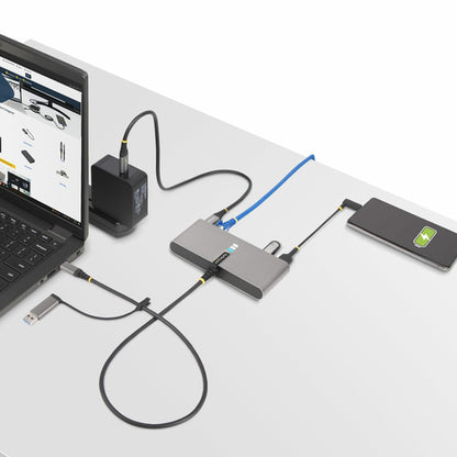 USB-C TO 2-PORT USB 5GBPS TYPE A HUB GB ETHERNET RS232 SERIAL