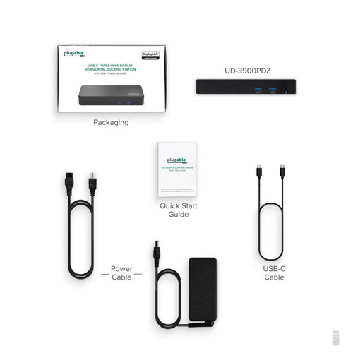PLUGABLE UD-3900PDZ USB C TRIPLE DISPLAY DOCK W/ PD