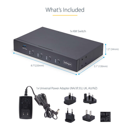 4-PORT KEYBOARD/MOUSE SWITCH MOUSE ROAMING KM/USB SWITCH
