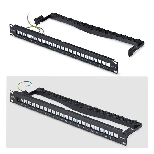 1U BLANK KEYSTONE PATCH PANEL 24 PORT/STP/CABLE MANAGEMENT BAR (C6PANELSTP241U)