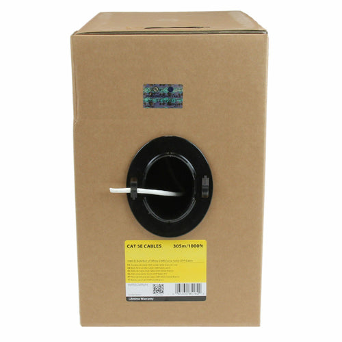 1000FT WHITE CAT5E CABLE BULK SOLID ETHERNET CABLE SPOOL RJ45
