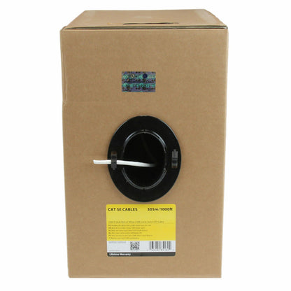 1000FT WHITE CAT5E CABLE BULK SOLID ETHERNET CABLE SPOOL RJ45
